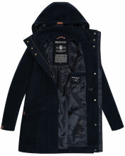 Marikoo Leilaniaa Damen Mantel Trenchcoat Wintermantel mit Kapuze Navy Größe L - Gr. 40