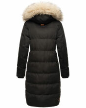 Marikoo Schneesternchen Damen lange Winter Steppjacke mit Kapuze Schwarz XS - Gr. 34