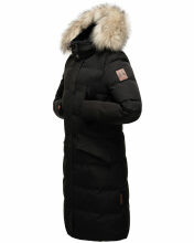 Marikoo Schneesternchen Damen lange Winter Steppjacke mit Kapuze Schwarz XS - Gr. 34