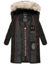 Marikoo Schneesternchen ladies long winter hooded quilted jacket Schw.-Gr.XS