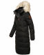 Marikoo Schneesternchen Damen lange Winter Steppjacke mit Kapuze Schwarz XS - Gr. 34