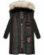 Marikoo Schneesternchen Damen lange Winter Steppjacke mit Kapuze Schwarz XS - Gr. 34