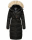 Marikoo Schneesternchen Damen lange Winter Steppjacke mit Kapuze Schwarz S - Gr. 36