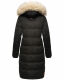 Marikoo Schneesternchen Damen lange Winter Steppjacke mit Kapuze Schwarz S - Gr. 36