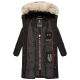 Marikoo Schneesternchen Damen lange Winter Steppjacke mit Kapuze Schwarz M - Gr. 38