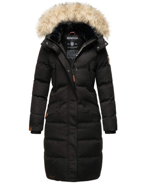 Marikoo Schneesternchen ladies long winter hooded quilted jacket Schw.-Gr.L