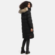 Marikoo Schneesternchen Damen lange Winter Steppjacke mit Kapuze Schwarz XXL - Gr. 44