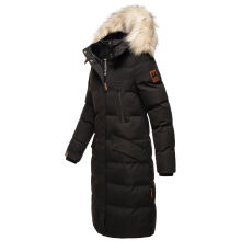 Marikoo Schneesternchen Damen lange Winter Steppjacke mit Kapuze Schwarz XXL - Gr. 44