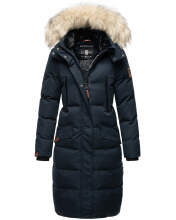 Marikoo Schneesternchen ladies long winter hooded quilted jacket Navy-Gr.XS