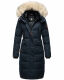 Marikoo Schneesternchen Damen lange Winter Steppjacke mit Kapuze Navy XS - Gr. 34