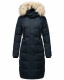 Marikoo Schneesternchen Damen lange Winter Steppjacke mit Kapuze Navy XS - Gr. 34