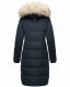 Marikoo Schneesternchen Damen lange Winter Steppjacke mit Kapuze Navy XS - Gr. 34