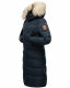 Marikoo Schneesternchen Damen lange Winter Steppjacke mit Kapuze Navy XS - Gr. 34