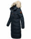 Marikoo Schneesternchen Damen lange Winter Steppjacke mit Kapuze Navy S - Gr. 36