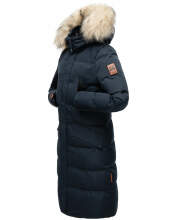 Marikoo Schneesternchen ladies long winter hooded quilted jacket Navy-Gr.M
