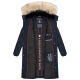 Marikoo Schneesternchen Damen lange Winter Steppjacke mit Kapuze Navy M - Gr. 38