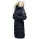 Marikoo Schneesternchen Damen lange Winter Steppjacke mit Kapuze Navy M - Gr. 38
