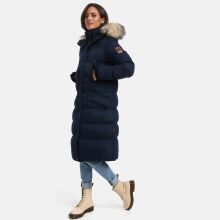 Marikoo Schneesternchen ladies long winter hooded quilted jacket Navy-Gr.L