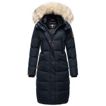 Marikoo Schneesternchen ladies long winter hooded quilted jacket Navy-Gr.L