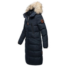Marikoo Schneesternchen ladies long winter hooded quilted jacket Navy-Gr.L