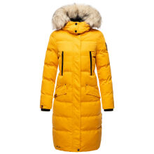 Marikoo Schneesternchen ladies long winter hooded quilted jacket Gelb-Gr.XS