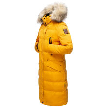 Marikoo Schneesternchen ladies long winter hooded quilted jacket Gelb-Gr.XS