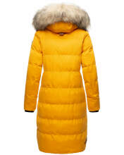 Marikoo Schneesternchen ladies long winter hooded quilted jacket Gelb-Gr.M