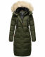 Marikoo Schneesternchen Damen lange Winter Steppjacke mit Kapuze Olive XS - Gr. 34