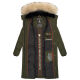 Marikoo Schneesternchen Damen lange Winter Steppjacke mit Kapuze Olive XS - Gr. 34