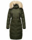 Marikoo Schneesternchen Damen lange Winter Steppjacke mit Kapuze Olive XS - Gr. 34