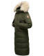 Marikoo Schneesternchen Damen lange Winter Steppjacke mit Kapuze Olive XS - Gr. 34