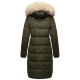 Marikoo Schneesternchen Damen lange Winter Steppjacke mit Kapuze Olive XS - Gr. 34