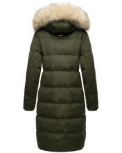 Marikoo Schneesternchen ladies long winter hooded quilted jacket Olive-Gr.S