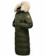 Marikoo Schneesternchen Damen lange Winter Steppjacke mit Kapuze Olive S - Gr. 36