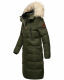 Marikoo Schneesternchen Damen lange Winter Steppjacke mit Kapuze Olive M - Gr. 38