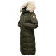 Marikoo Schneesternchen Damen lange Winter Steppjacke mit Kapuze Olive M - Gr. 38