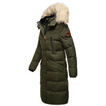 Marikoo Schneesternchen ladies long winter hooded quilted jacket Olive-Gr.L