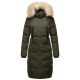 Marikoo Schneesternchen ladies long winter hooded quilted jacket Olive-Gr.L