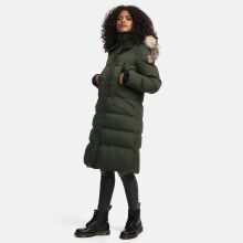 Marikoo Schneesternchen Damen lange Winter Steppjacke mit Kapuze Olive XL - Gr. 42