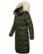 Marikoo Schneesternchen Damen lange Winter Steppjacke mit Kapuze Olive XL - Gr. 42