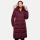 Marikoo Schneesternchen Damen lange Winter Steppjacke mit Kapuze Weinrot XS - Gr. 34