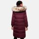 Marikoo Schneesternchen Damen lange Winter Steppjacke mit Kapuze Weinrot XS - Gr. 34