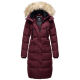 Marikoo Schneesternchen Damen lange Winter Steppjacke mit Kapuze Weinrot XS - Gr. 34