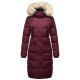 Marikoo Schneesternchen Damen lange Winter Steppjacke mit Kapuze Weinrot XS - Gr. 34