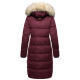 Marikoo Schneesternchen Damen lange Winter Steppjacke mit Kapuze Weinrot XS - Gr. 34