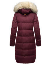 Marikoo Schneesternchen ladies long winter hooded quilted jacket Wein-Gr.M
