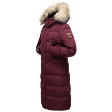Marikoo Schneesternchen Damen lange Winter Steppjacke mit Kapuze Weinrot M - Gr. 38