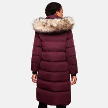 Marikoo Schneesternchen Damen lange Winter Steppjacke mit Kapuze Weinrot XL - Gr. 42