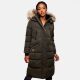 Marikoo Schneesternchen Damen lange Winter Steppjacke mit Kapuze Anthrazit XS - Gr. 34