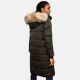 Marikoo Schneesternchen Damen lange Winter Steppjacke mit Kapuze Anthrazit XS - Gr. 34